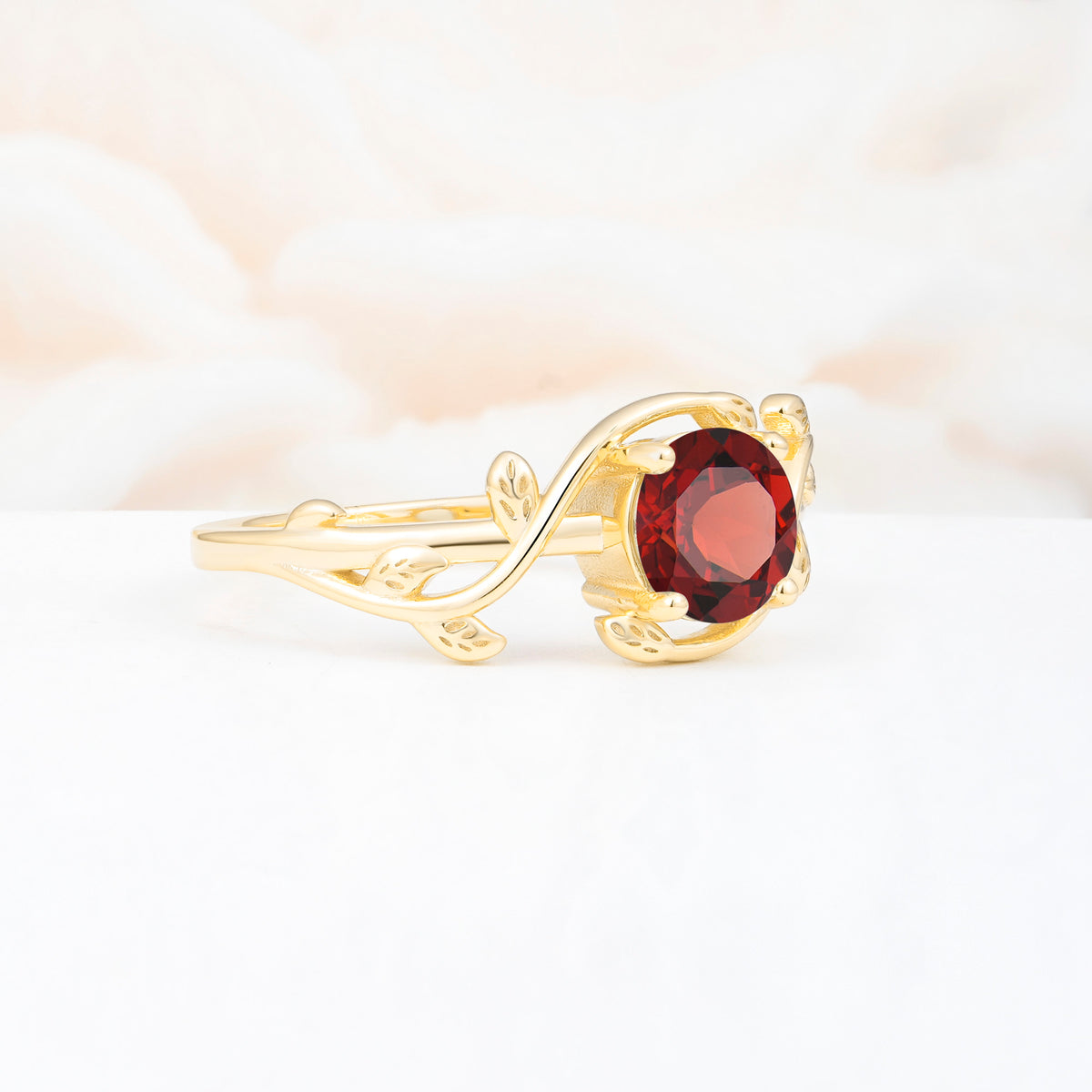 ML07039 Garnet Ring - White-Gold