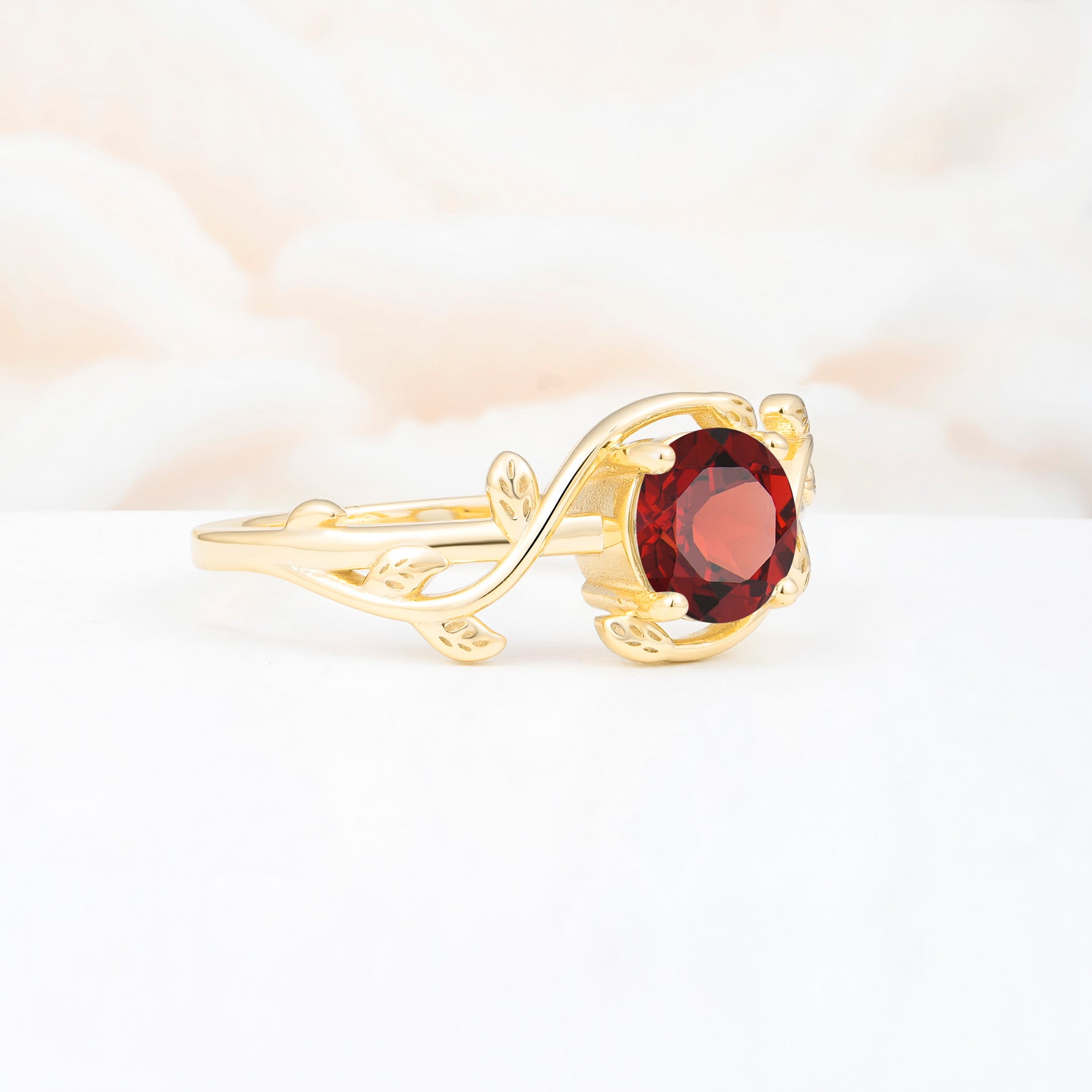 ML07039 Garnet Ring - White-Gold