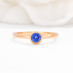Minimalist Round Cut Bezel Set Solitaire Sapphire Engagement Ring - Additional view
