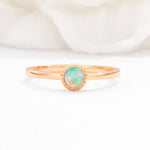 Minimalist Round Cut Bezel Set Solitaire Fire Opal Engagement Ring - Additional view