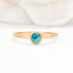Minimalist Round Cut Bezel Set Solitaire Turquoise Engagement Ring - Additional view