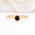 Minimalist Round Cut Bezel Set Solitaire Black Onyx Engagement Ring - Additional view