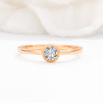 Minimalist Round Cut Bezel Set Solitaire Lab Diamond Engagement Ring - Additional view
