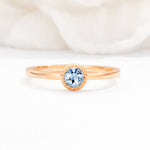 Minimalist Round Cut Bezel Set Solitaire Aquamarine Engagement Ring - Additional view