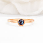 Minimalist Round Cut Bezel Set Solitaire Alexandrite Engagement Ring - Additional view