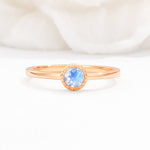 Minimalist Round Cut Bezel Set Solitaire Moonstone Engagement Ring - Additional view