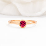 Minimalist Round Cut Bezel Set Solitaire Ruby Engagement Ring - Additional view