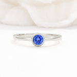 Minimalist Round Cut Bezel Set Solitaire Sapphire Engagement Ring - Additional view