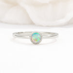 Minimalist Round Cut Bezel Set Solitaire Fire Opal Engagement Ring - Additional view