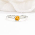 Minimalist Round Cut Bezel Set Solitaire Citrine Engagement Ring - Additional view