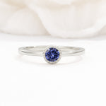Minimalist Round Cut Bezel Set Solitaire Tanzanite Engagement Ring - Additional view