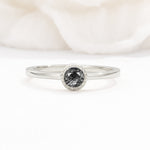 Minimalist Round Cut Bezel Set Solitaire Black Rutilated Quartz Engagement Ring - Additional view