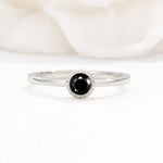 Minimalist Round Cut Bezel Set Solitaire Black Onyx Engagement Ring - Additional view