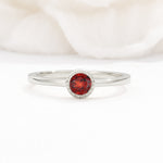 Minimalist Round Cut Bezel Set Solitaire Garnet Engagement Ring - Additional view