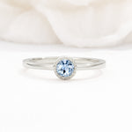 Minimalist Round Cut Bezel Set Solitaire Aquamarine Engagement Ring - Additional view
