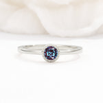 Minimalist Round Cut Bezel Set Solitaire Alexandrite Engagement Ring - Additional view