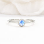 Minimalist Round Cut Bezel Set Solitaire Moonstone Engagement Ring - Additional view