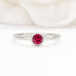 Minimalist Round Cut Bezel Set Solitaire Ruby Engagement Ring - Additional view