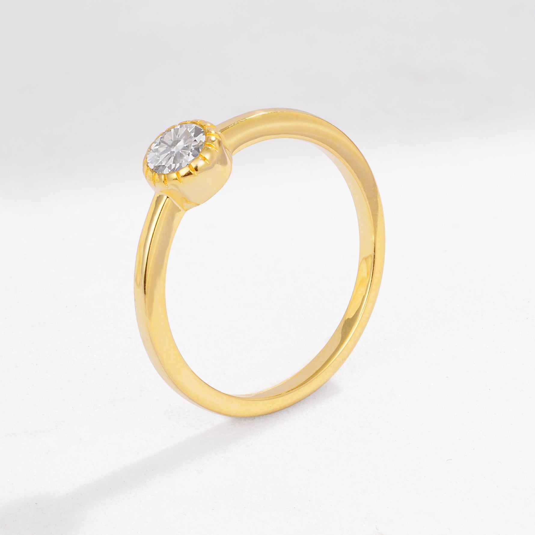 Minimalist Round Cut Bezel Set Solitaire Moissanite Engagement Ring - Additional view
