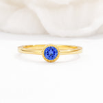 Minimalist Round Cut Bezel Set Solitaire Sapphire Engagement Ring - Additional view