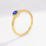 Minimalist Round Cut Bezel Set Solitaire Sapphire Engagement Ring - Additional view