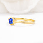 Minimalist Round Cut Bezel Set Solitaire Sapphire Engagement Ring - Additional view
