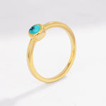 Minimalist Round Cut Bezel Set Solitaire Turquoise Engagement Ring - Additional view