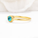 Minimalist Round Cut Bezel Set Solitaire Turquoise Engagement Ring - Additional view
