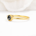 Minimalist Round Cut Bezel Set Solitaire Black Rutilated Quartz Engagement Ring - Additional view