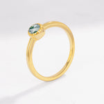 Minimalist Round Cut Bezel Set Solitaire Moss Agate Engagement Ring - Additional view
