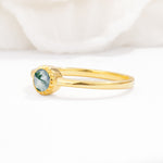 Minimalist Round Cut Bezel Set Solitaire Moss Agate Engagement Ring - Additional view