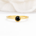Minimalist Round Cut Bezel Set Solitaire Black Onyx Engagement Ring - Additional view