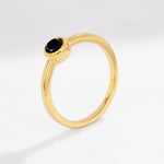 Minimalist Round Cut Bezel Set Solitaire Black Onyx Engagement Ring - Additional view