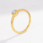 Minimalist Round Cut Bezel Set Solitaire Lab Diamond Engagement Ring - Additional view
