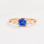 Classic Asscher Cut Side Accent Solitaire Sapphire Engagement Ring - Additional view