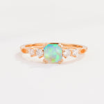 Classic Asscher Cut Side Accent Solitaire Fire Opal Engagement Ring - Additional view