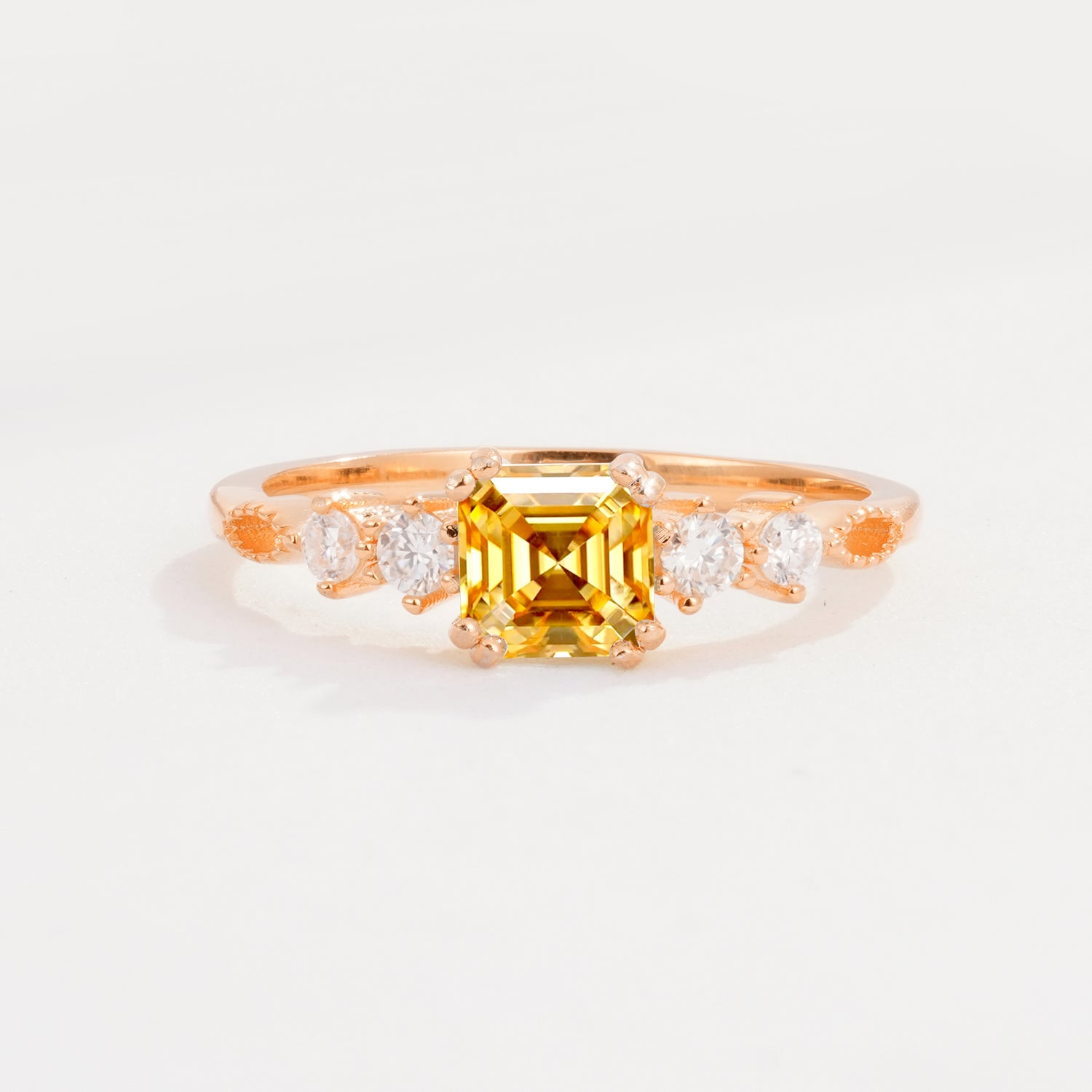 Luxury Princess Cut Citrine Engagement  Ring