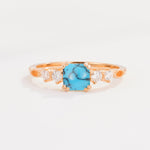 Classic Asscher Cut Side Accent Solitaire Turquoise Engagement Ring - Additional view