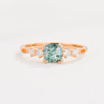 Classic Asscher Cut Side Accent Solitaire Moss Agate Engagement Ring - Additional view