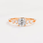 Classic Asscher Cut Side Accent Solitaire Lab Diamond Engagement Ring - Additional view