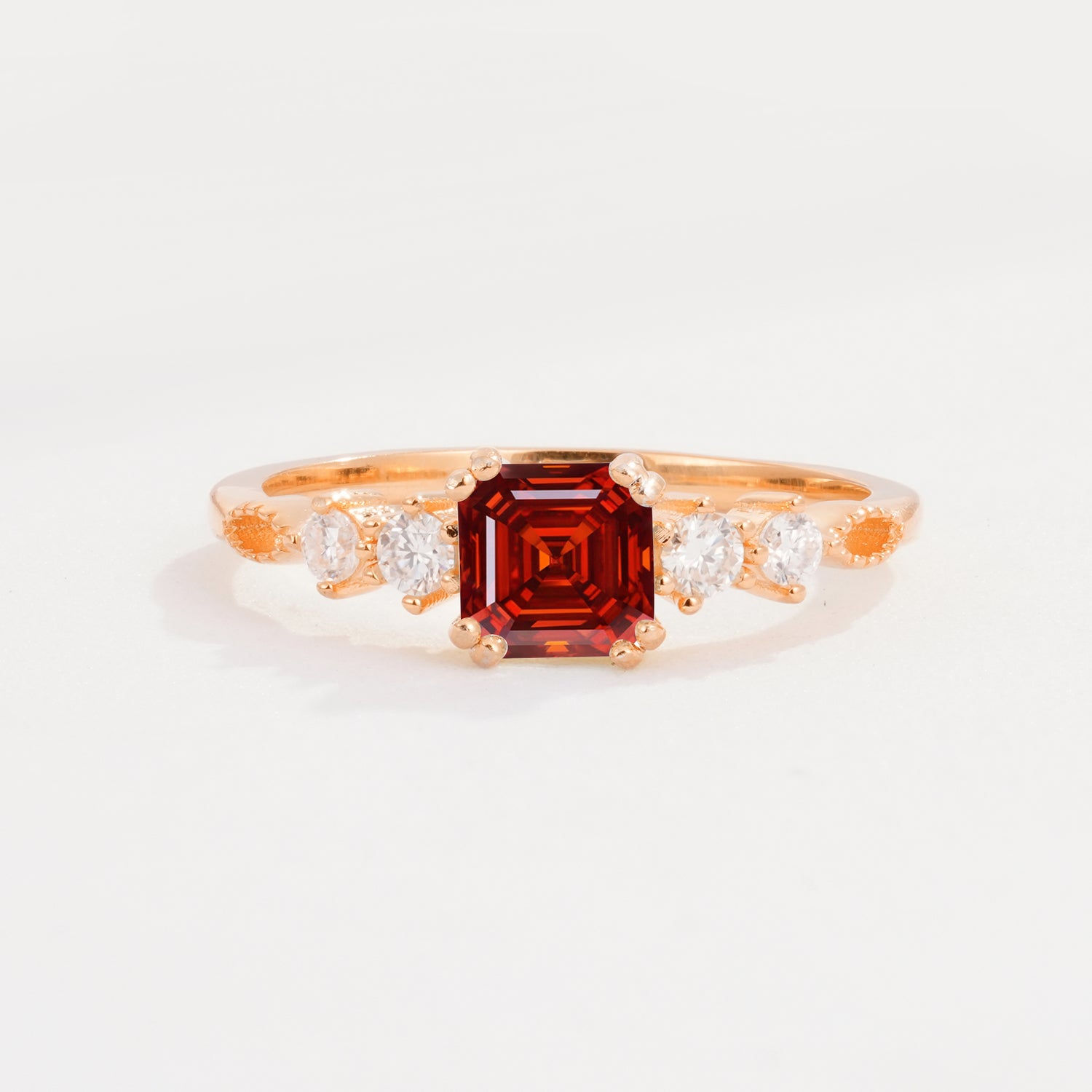 Luxury Princess Cut Garnet Engagement  Ring