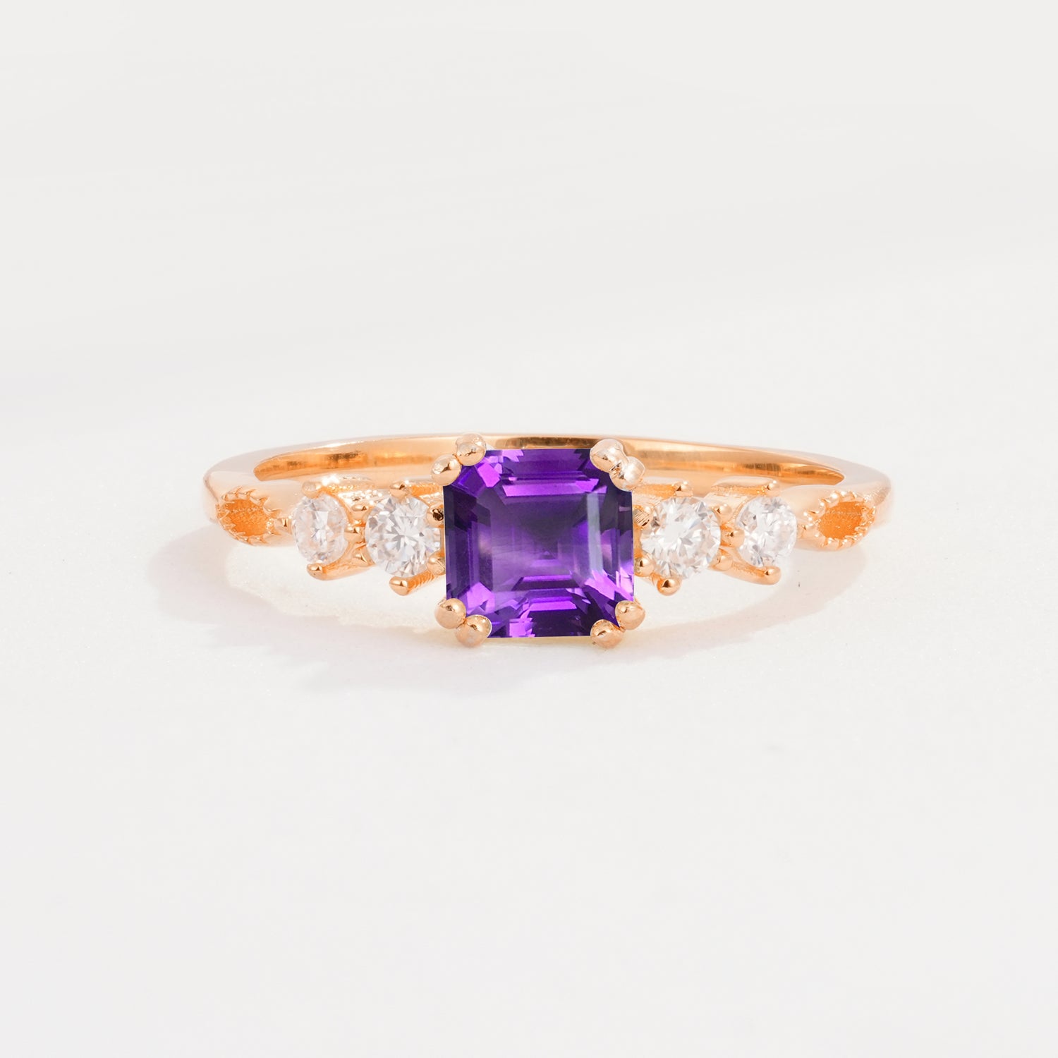 Luxury Princess Cut Amethyst Engagement  Ring