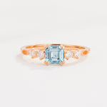 Classic Asscher Cut Side Accent Solitaire Aquamarine Engagement Ring - Additional view