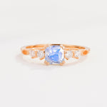 Classic Asscher Cut Side Accent Solitaire Moonstone Engagement Ring - Additional view