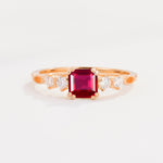 Classic Asscher Cut Side Accent Solitaire Ruby Engagement Ring - Additional view