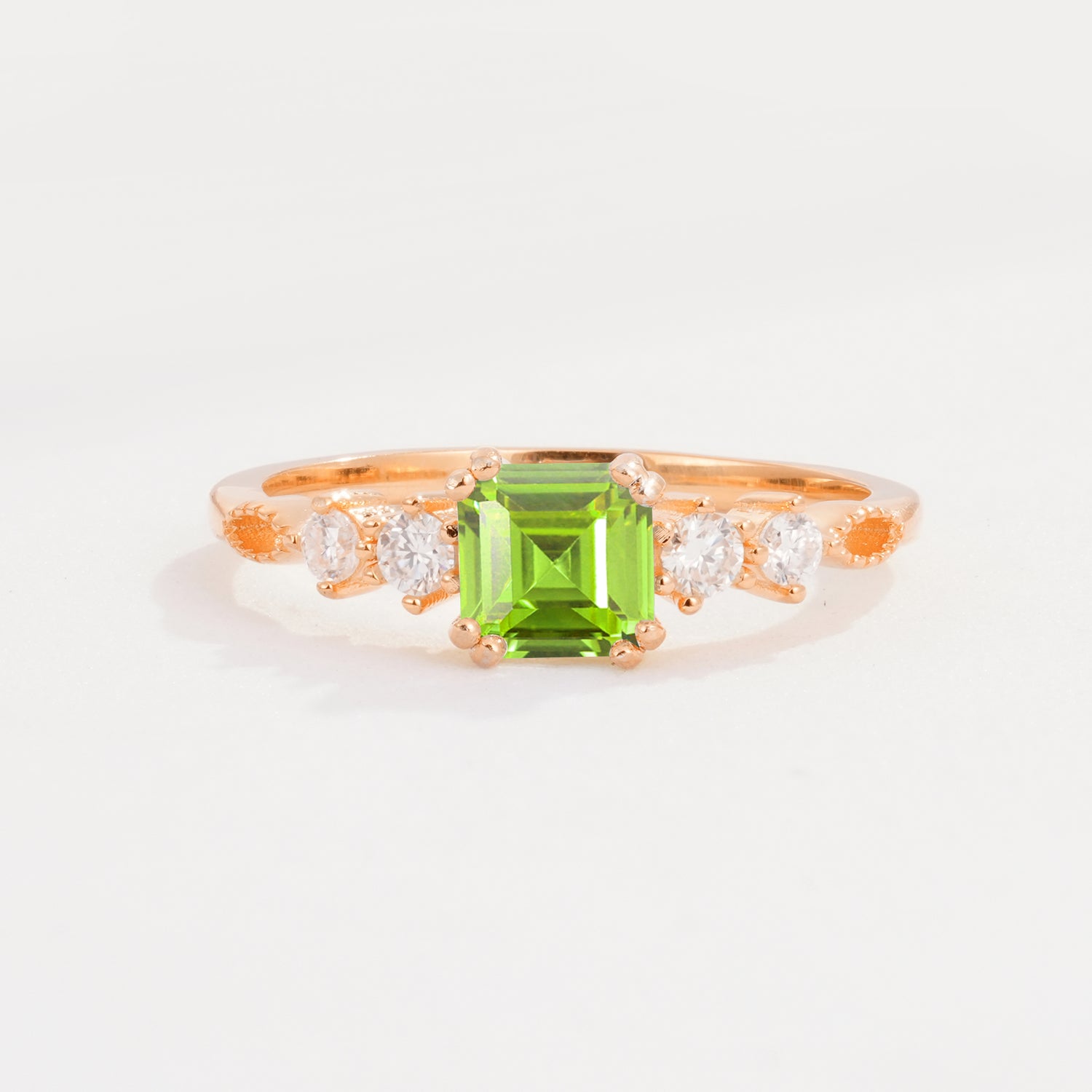Luxury Princess Cut Peridot Engagement  Ring