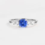Classic Asscher Cut Side Accent Solitaire Sapphire Engagement Ring - Additional view