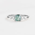 Classic Asscher Cut Side Accent Solitaire Moss Agate Engagement Ring - Additional view