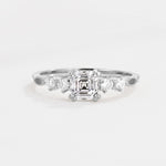 Classic Asscher Cut Side Accent Solitaire Lab Diamond Engagement Ring - Additional view