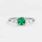 Classic Asscher Cut Side Accent Solitaire Emerald Engagement Ring - Additional view